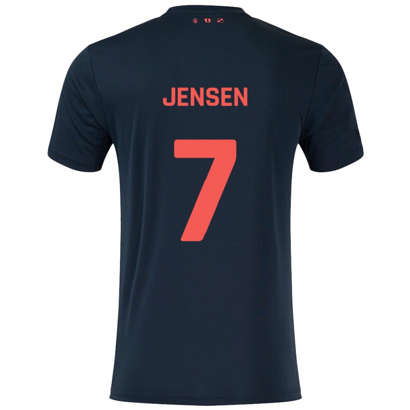 Kandiny Homme Maillot Victor Jensen #7 Noir Rouge Tenues Extérieur 2024/25 T-Shirt