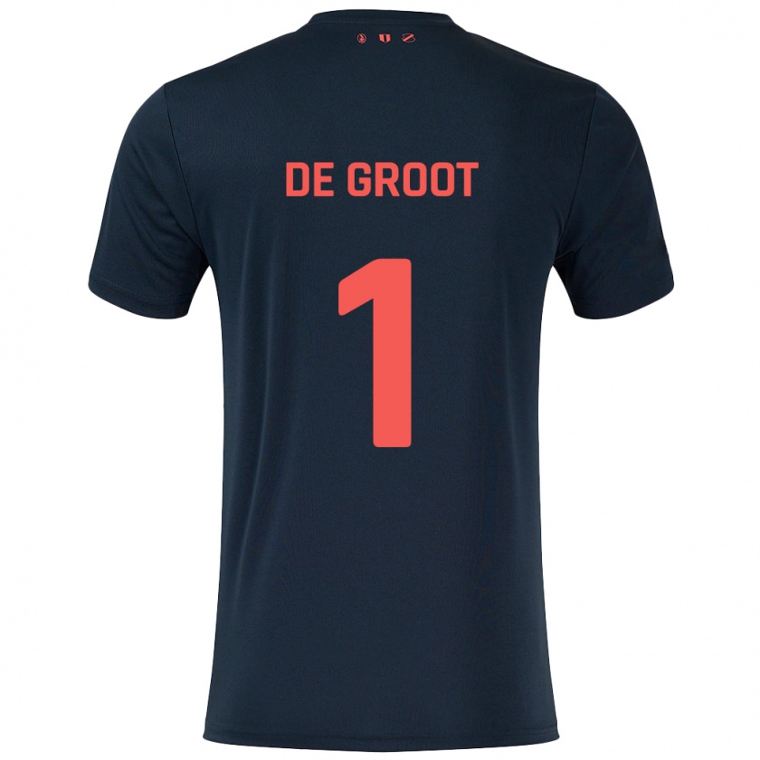 Kandiny Homme Maillot Jasmijn De Groot #1 Noir Rouge Tenues Extérieur 2024/25 T-Shirt