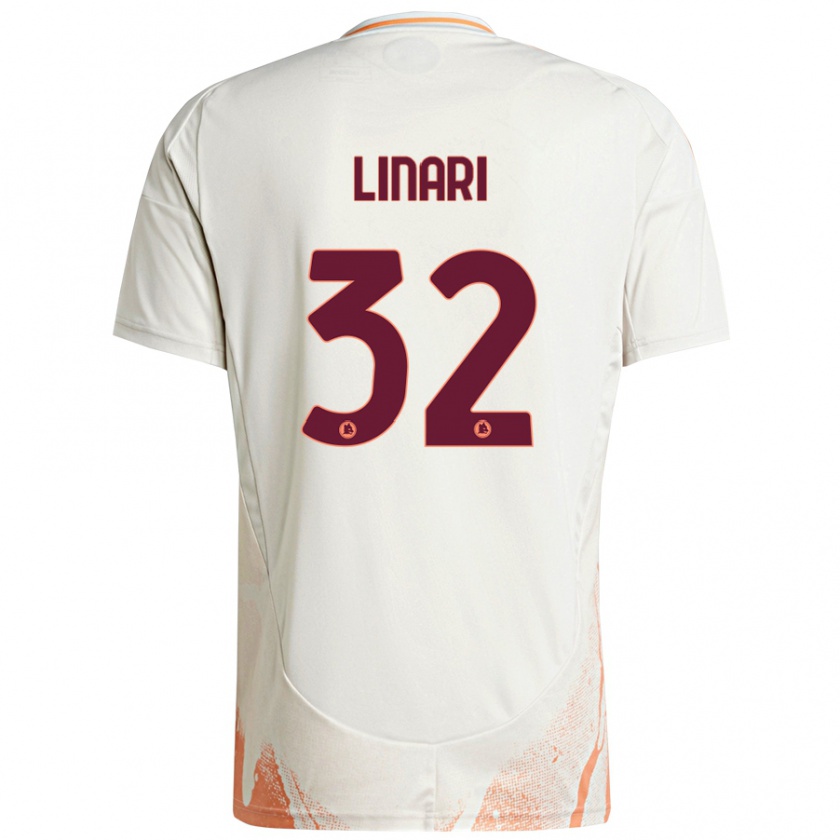 Kandiny Homme Maillot Elena Linari #32 Crème Blanc Orange Tenues Extérieur 2024/25 T-Shirt