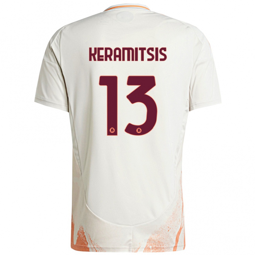 Kandiny Homme Maillot Dimitrios Keramitsis #13 Crème Blanc Orange Tenues Extérieur 2024/25 T-Shirt