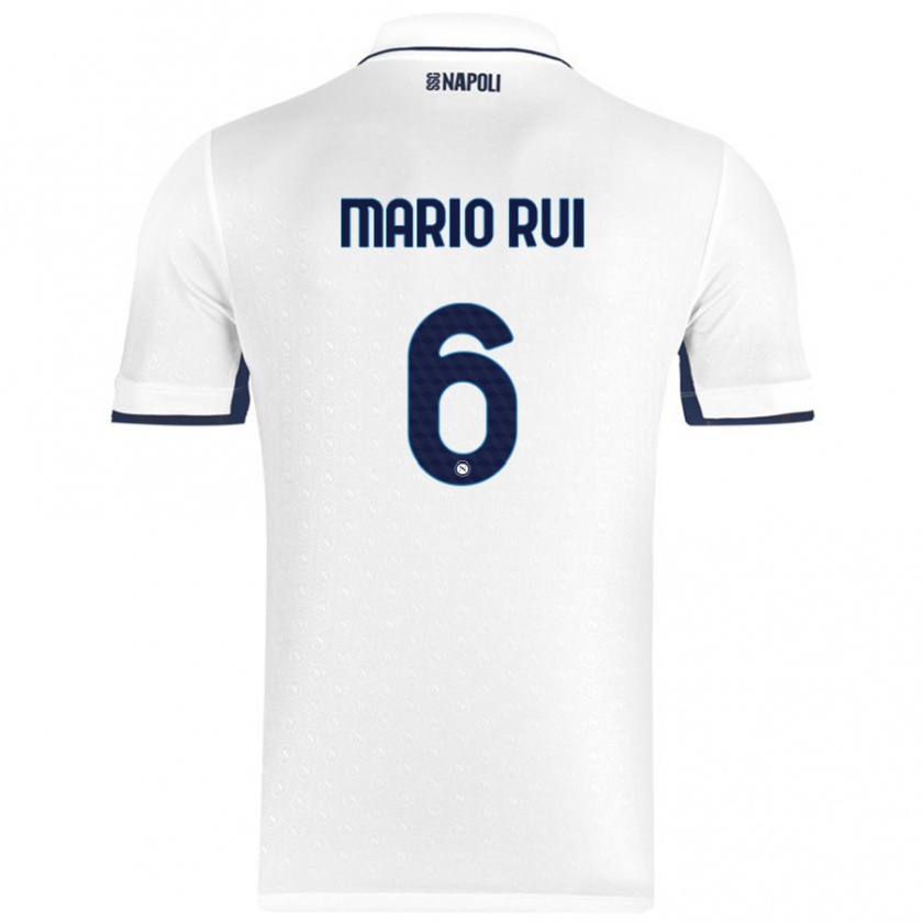 Kandiny Homme Maillot Mário Rui #6 Blanc Bleu Royal Tenues Extérieur 2024/25 T-Shirt