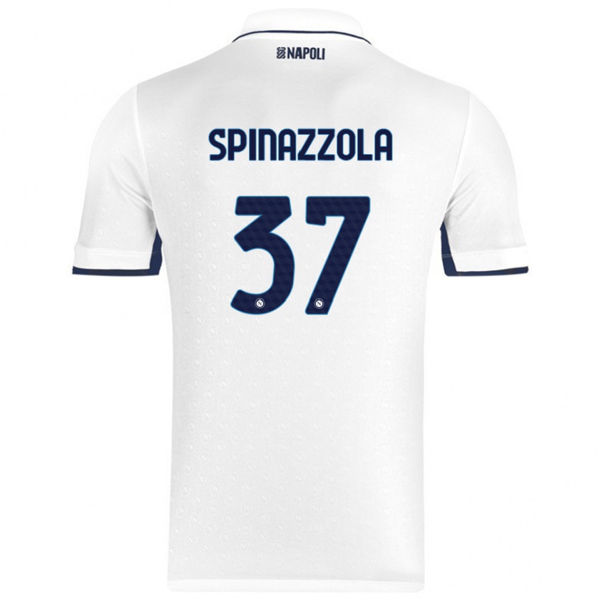 Kandiny Homme Maillot Leonardo Spinazzola #37 Blanc Bleu Royal Tenues Extérieur 2024/25 T-Shirt