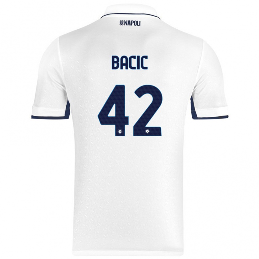 Kandiny Homme Maillot Doris Bačić #42 Blanc Bleu Royal Tenues Extérieur 2024/25 T-Shirt