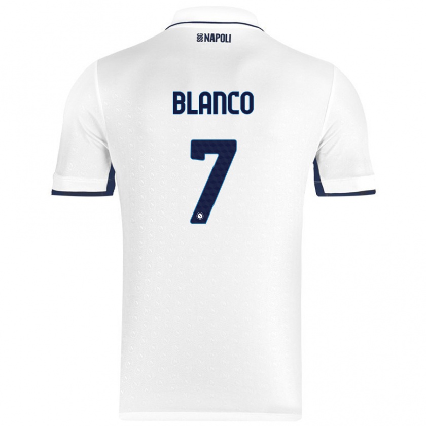 Kandiny Homme Maillot Gimena Blanco #7 Blanc Bleu Royal Tenues Extérieur 2024/25 T-Shirt