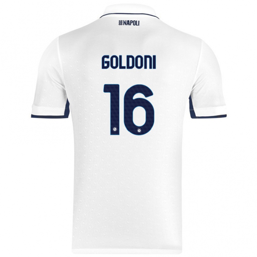 Kandiny Homme Maillot Eleonora Goldoni #16 Blanc Bleu Royal Tenues Extérieur 2024/25 T-Shirt