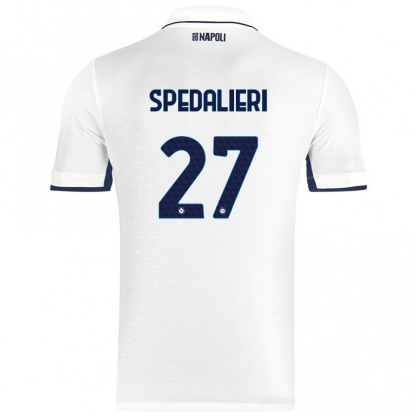 Kandiny Homme Maillot Johnatan Andrea Spedalieri #27 Blanc Bleu Royal Tenues Extérieur 2024/25 T-Shirt