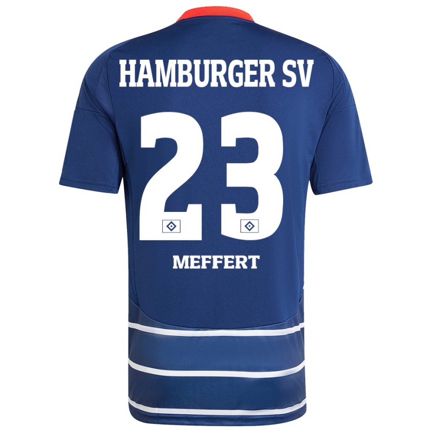 Kandiny Homme Maillot Jonas Meffert #23 Bleu Foncé Tenues Extérieur 2024/25 T-Shirt