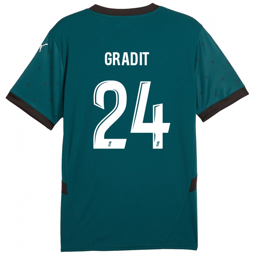 Kandiny Homme Maillot Jonathan Gradit #24 Vert Foncé Tenues Extérieur 2024/25 T-Shirt