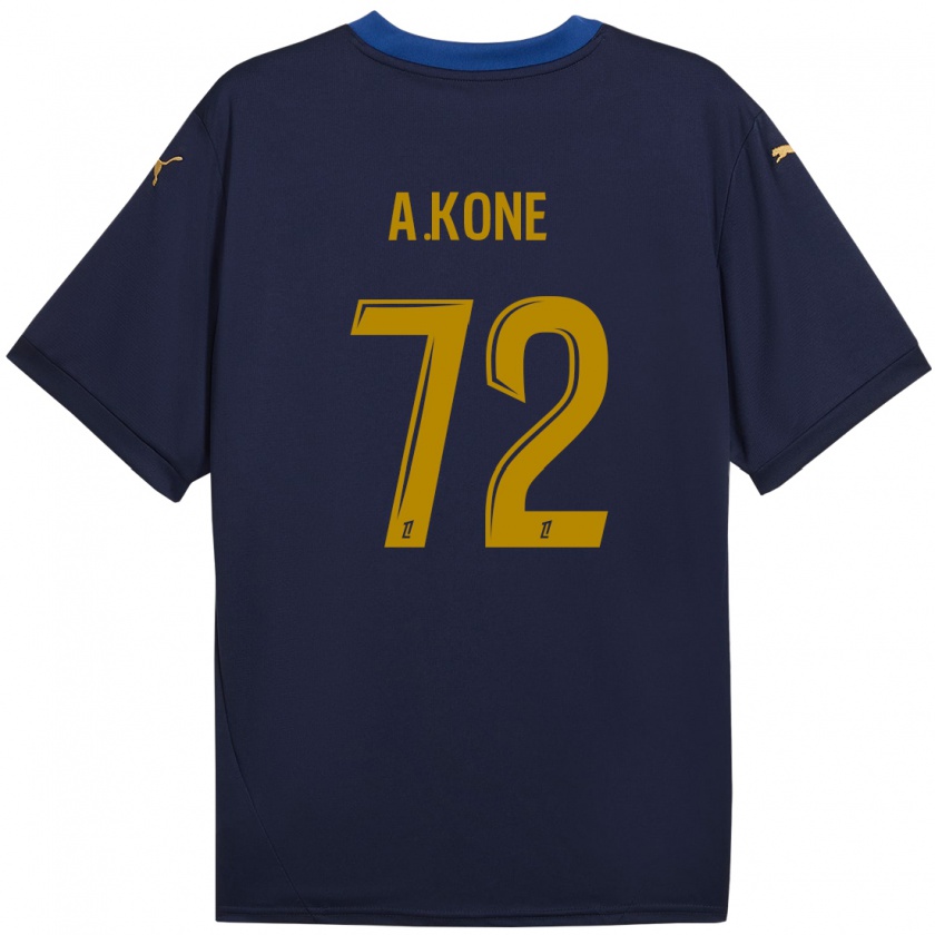 Kandiny Homme Maillot Amadou Koné #72 Bleu Marine Doré Tenues Extérieur 2024/25 T-Shirt