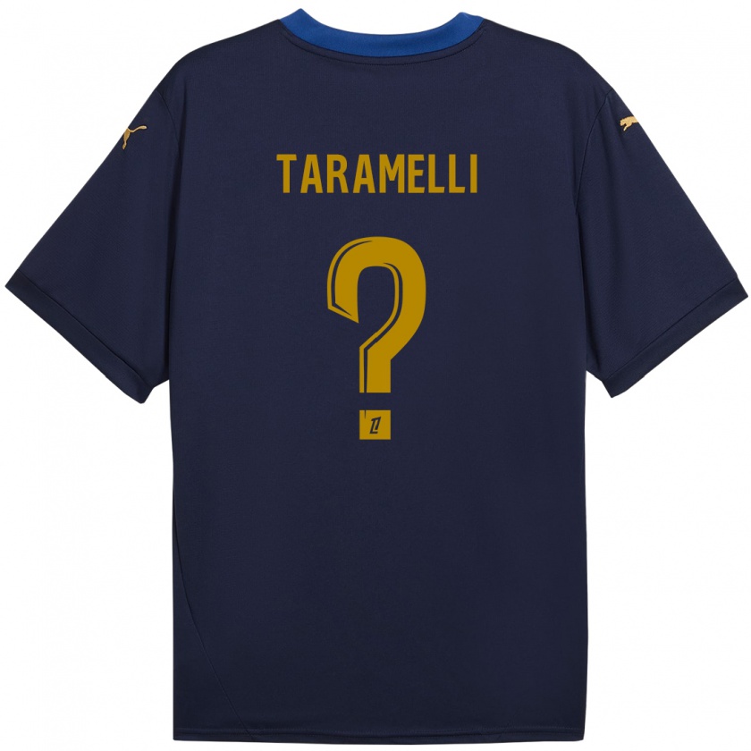 Kandiny Homme Maillot Valentin Taramelli #0 Bleu Marine Doré Tenues Extérieur 2024/25 T-Shirt