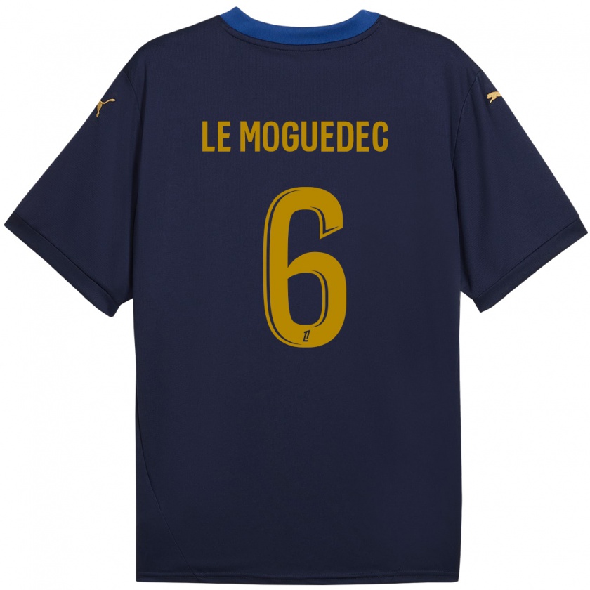 Kandiny Homme Maillot Anaële Le Moguédec #6 Bleu Marine Doré Tenues Extérieur 2024/25 T-Shirt