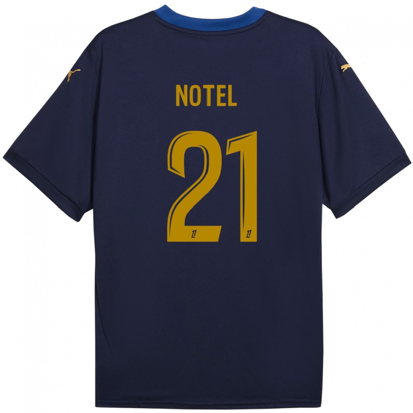 Kandiny Homme Maillot Léa Notel #21 Bleu Marine Doré Tenues Extérieur 2024/25 T-Shirt