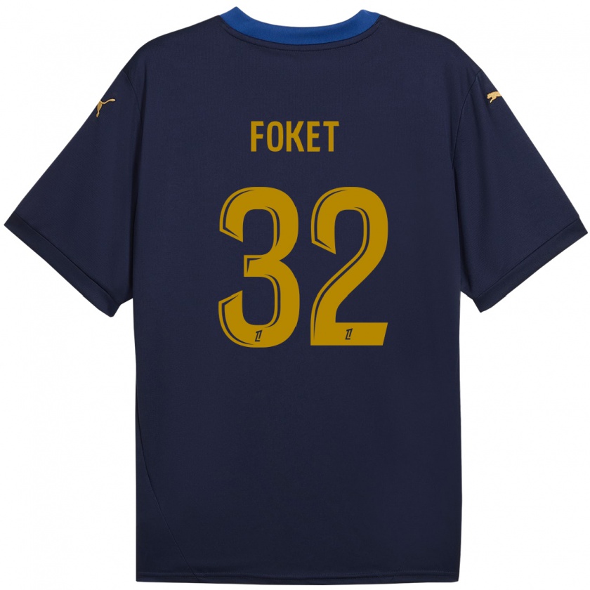 Kandiny Homme Maillot Thomas Foket #32 Bleu Marine Doré Tenues Extérieur 2024/25 T-Shirt