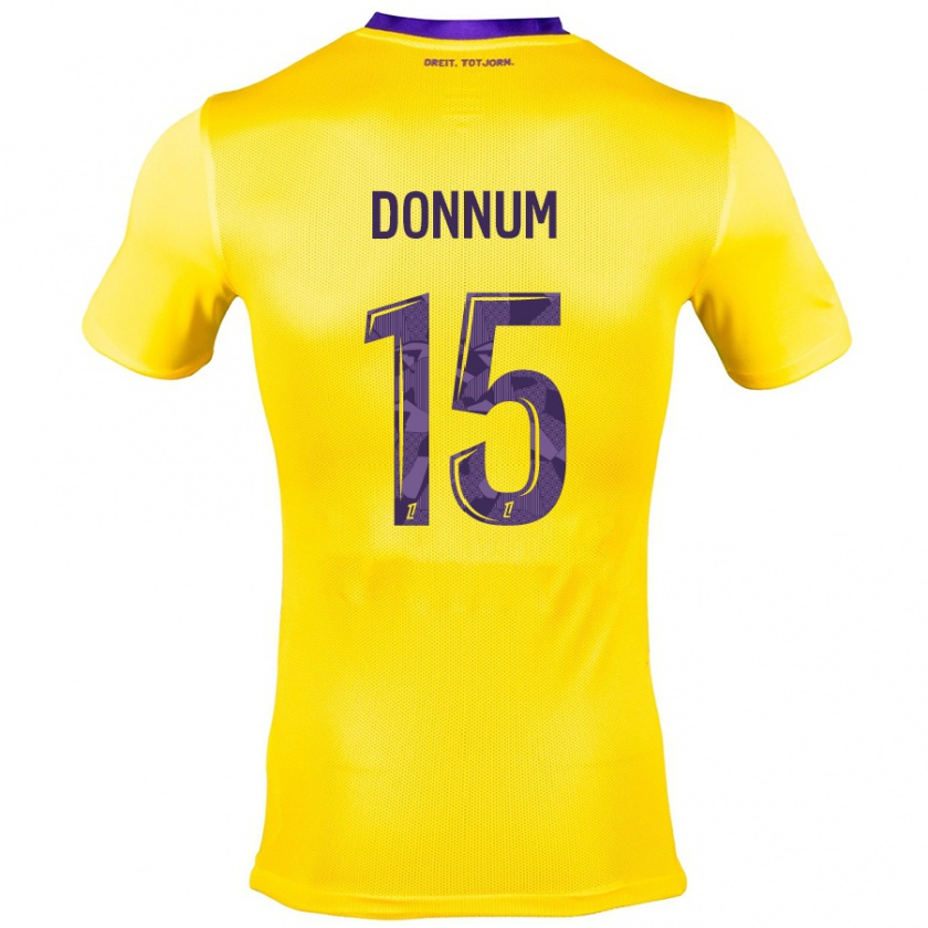 Kandiny Homme Maillot Aron Dønnum #15 Jaune Violet Tenues Extérieur 2024/25 T-Shirt