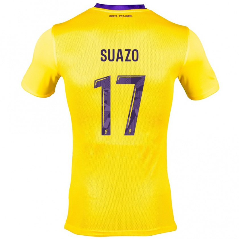 Kandiny Homme Maillot Gabriel Suazo #17 Jaune Violet Tenues Extérieur 2024/25 T-Shirt