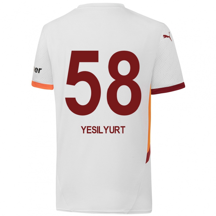 Kandiny Homme Maillot Ali Yeşilyurt #58 Blanc Jaune Rouge Tenues Extérieur 2024/25 T-Shirt