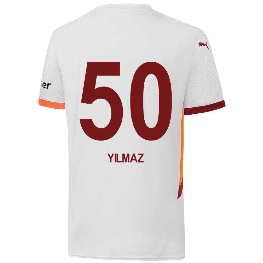 Kandiny Homme Maillot Jankat Yılmaz #50 Blanc Jaune Rouge Tenues Extérieur 2024/25 T-Shirt