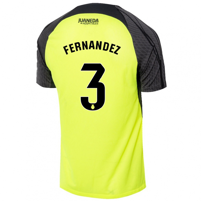 Kandiny Homme Maillot Marcos Fernández #3 Vert Fluo Noir Tenues Extérieur 2024/25 T-Shirt