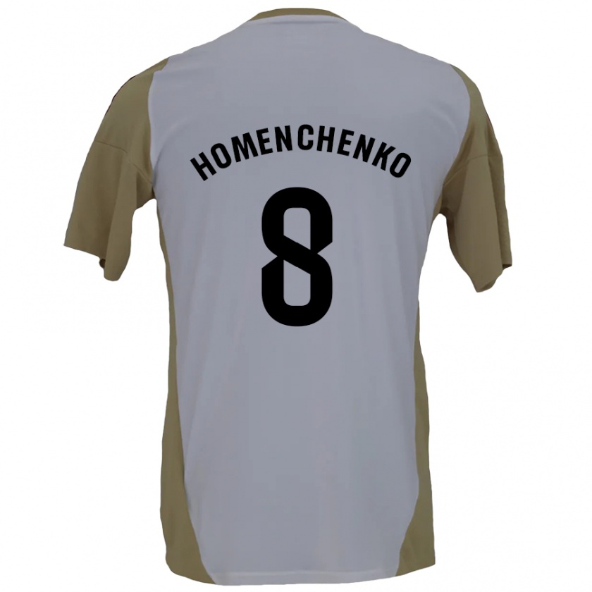 Kandiny Homme Maillot Santiago Homenchenko #8 Marron Blanc Tenues Extérieur 2024/25 T-Shirt