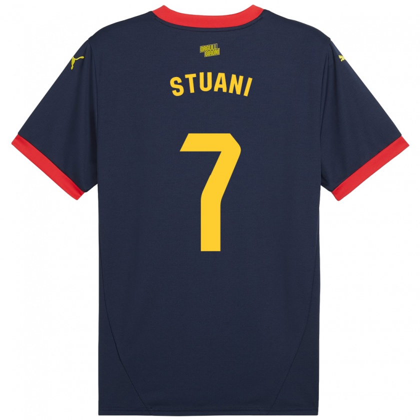 Kandiny Homme Maillot Cristhian Stuani #7 Bleu Marine Rouge Tenues Extérieur 2024/25 T-Shirt