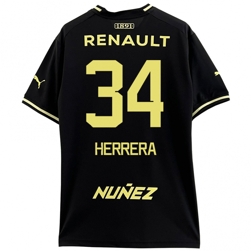 Kandiny Homme Maillot Nahuel Herrera #34 Noir Jaune Tenues Extérieur 2024/25 T-Shirt