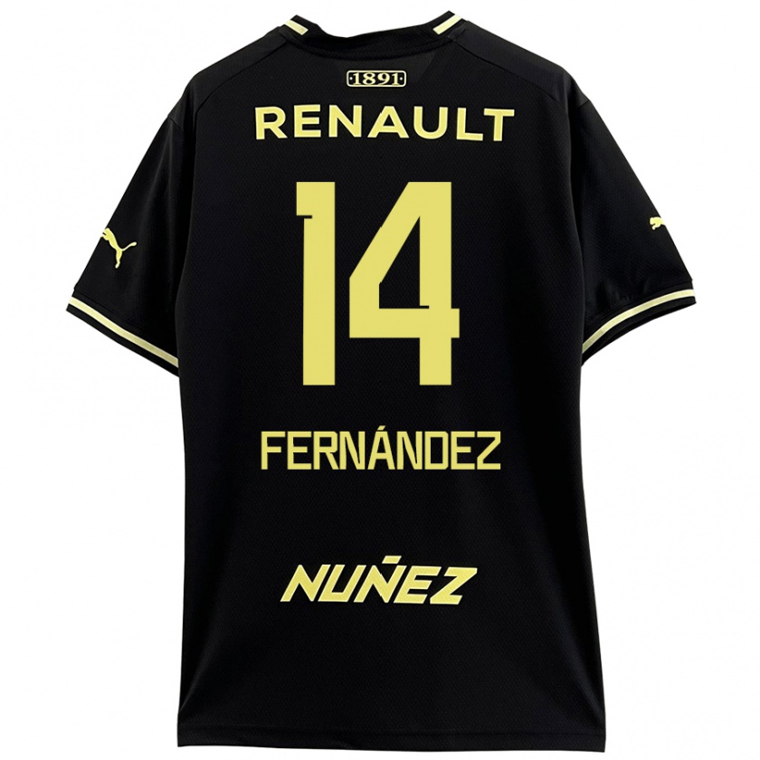 Kandiny Homme Maillot Faustino Fernández #14 Noir Jaune Tenues Extérieur 2024/25 T-Shirt