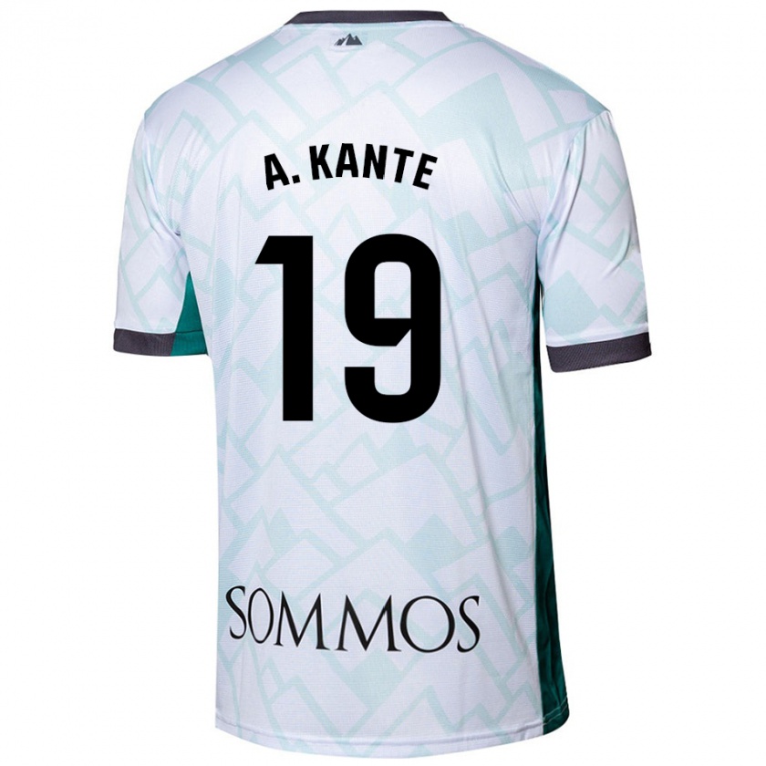 Kandiny Homme Maillot Abou Kanté #19 Blanc Vert Tenues Extérieur 2024/25 T-Shirt