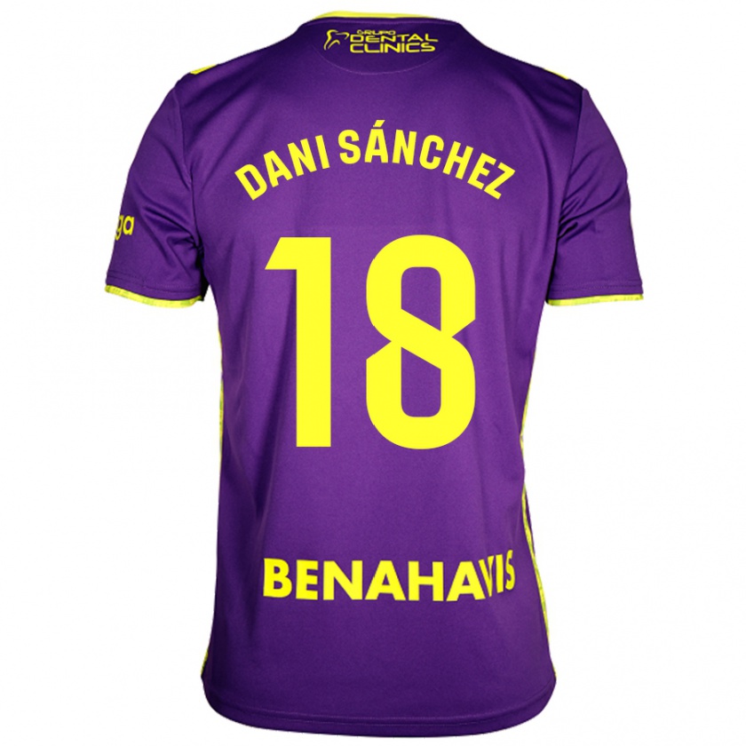 Kandiny Homme Maillot Dani Sánchez #18 Violet Jaune Tenues Extérieur 2024/25 T-Shirt