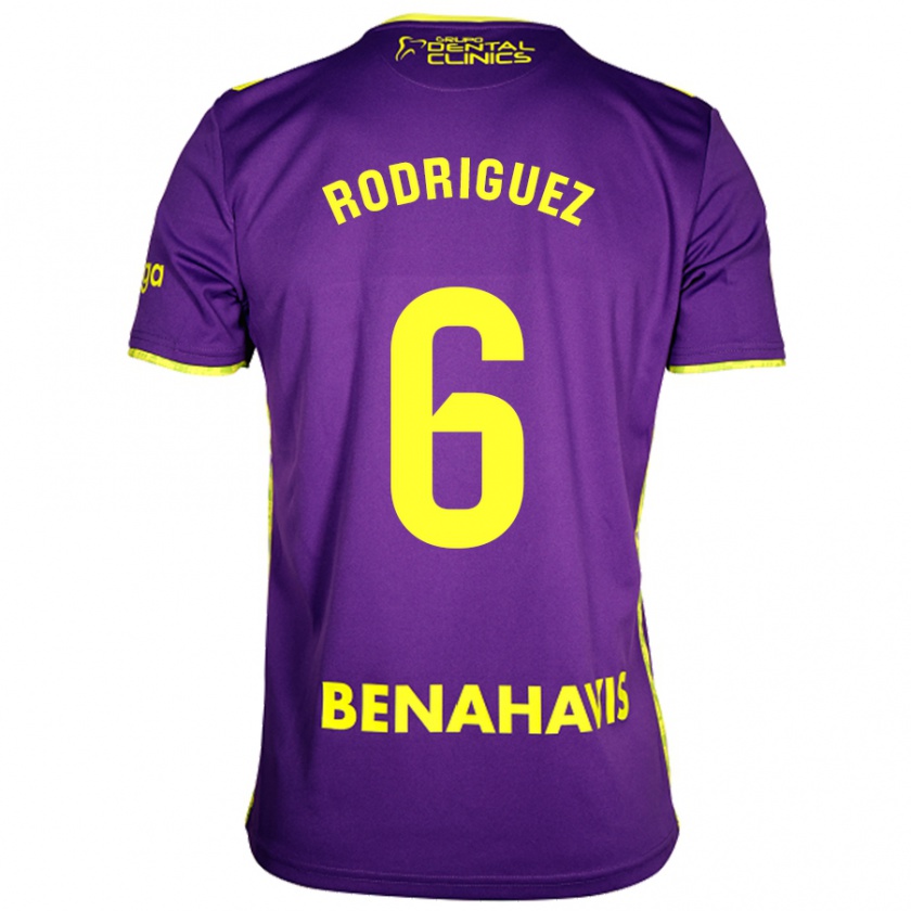 Kandiny Homme Maillot Rafa Rodríguez #6 Violet Jaune Tenues Extérieur 2024/25 T-Shirt