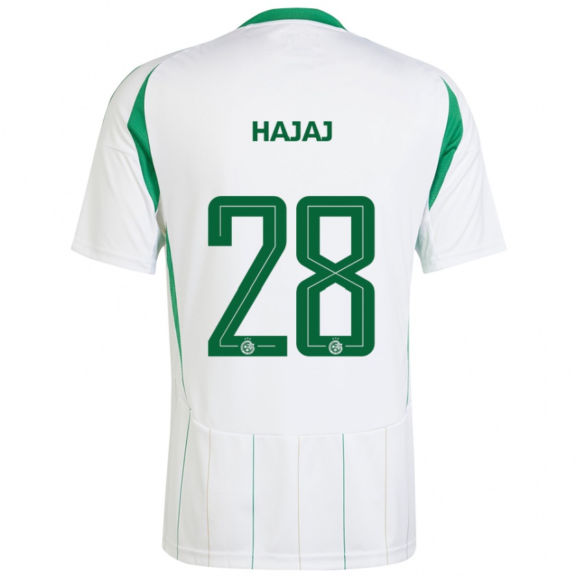 Kandiny Homme Maillot Ilay Hajaj #28 Blanc Vert Tenues Extérieur 2024/25 T-Shirt