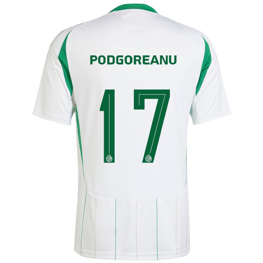 Kandiny Homme Maillot Suf Podgoreanu #17 Blanc Vert Tenues Extérieur 2024/25 T-Shirt