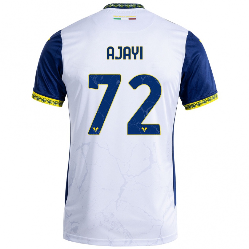 Kandiny Homme Maillot Junior Ajayi #72 Blanc Bleu Tenues Extérieur 2024/25 T-Shirt