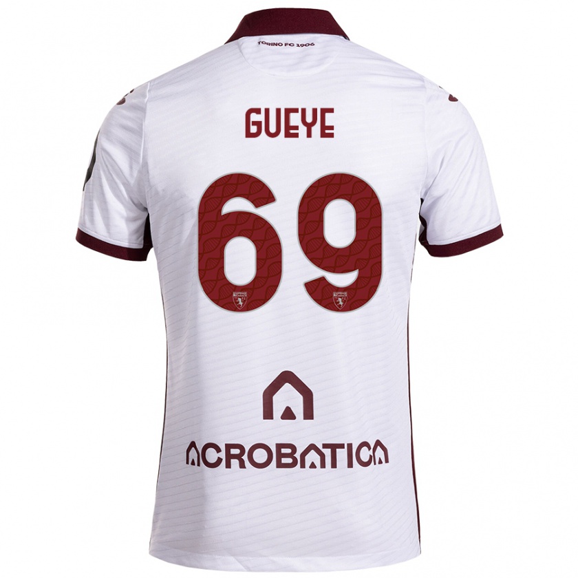 Kandiny Homme Maillot Ousmane Gueye #69 Blanc Marron Tenues Extérieur 2024/25 T-Shirt