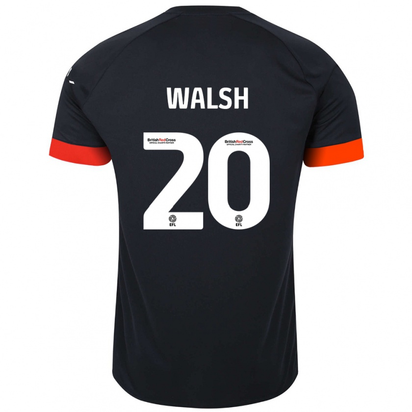 Kandiny Homme Maillot Liam Walsh #20 Noir Orange Tenues Extérieur 2024/25 T-Shirt