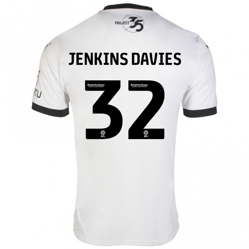 Kandiny Homme Maillot Will Jenkins-Davies #32 Blanc Noir Tenues Extérieur 2024/25 T-Shirt