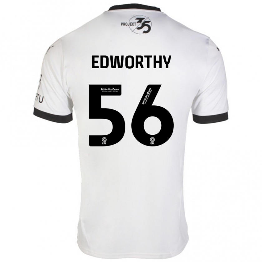 Kandiny Homme Maillot Kieran Edworthy #56 Blanc Noir Tenues Extérieur 2024/25 T-Shirt