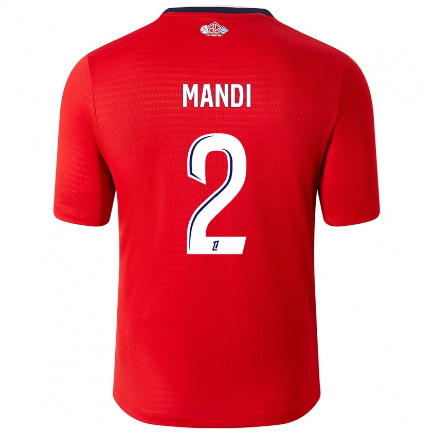 Kandiny Femme Maillot Aïssa Mandi #2 Rouge Blanc Tenues Domicile 2024/25 T-Shirt