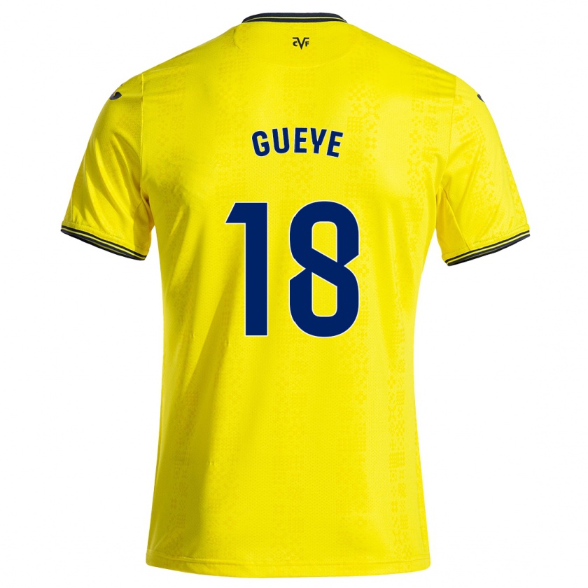 Kandiny Femme Maillot Pape Gueye #18 Jaune Noir Tenues Domicile 2024/25 T-Shirt