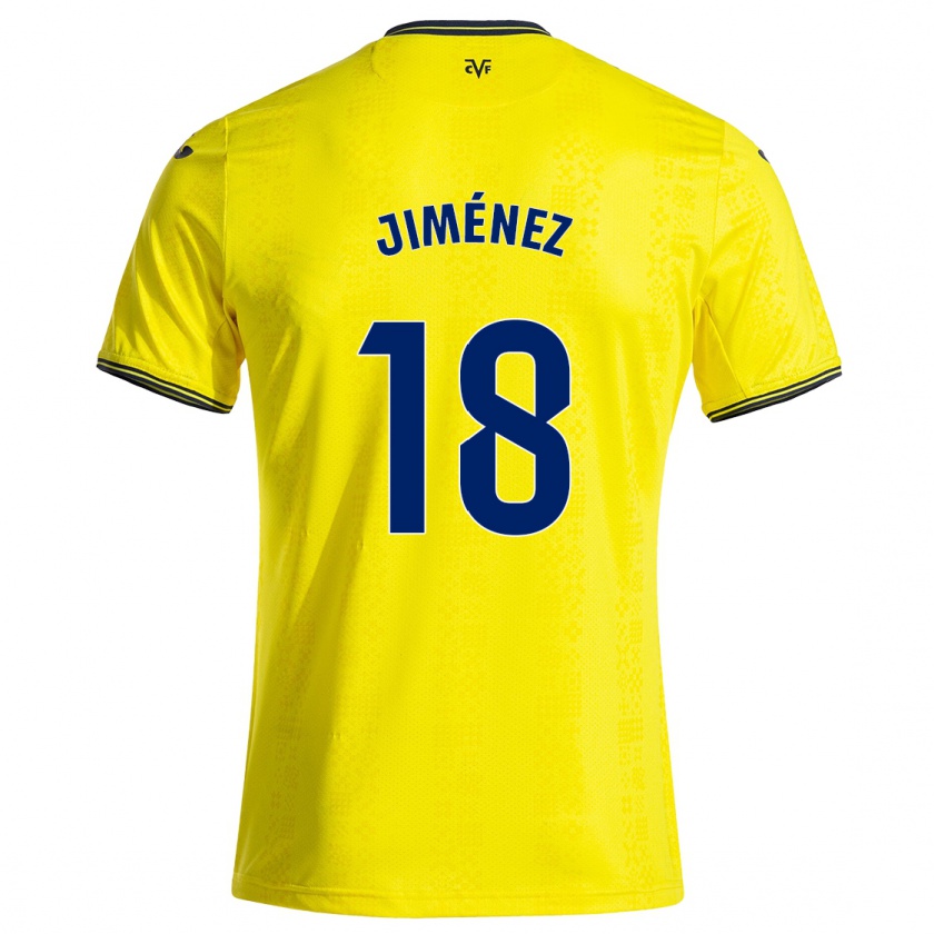 Kandiny Femme Maillot Alex Jiménez #18 Jaune Noir Tenues Domicile 2024/25 T-Shirt