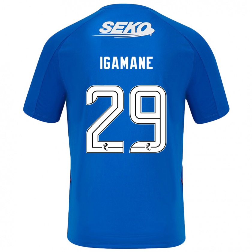 Kandiny Femme Maillot Hamza Igamane #29 Bleu Foncé Tenues Domicile 2024/25 T-Shirt