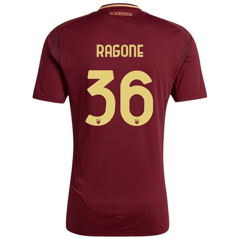 Kandiny Femme Maillot Diego Ragone #36 Rouge Brun Or Tenues Domicile 2024/25 T-Shirt