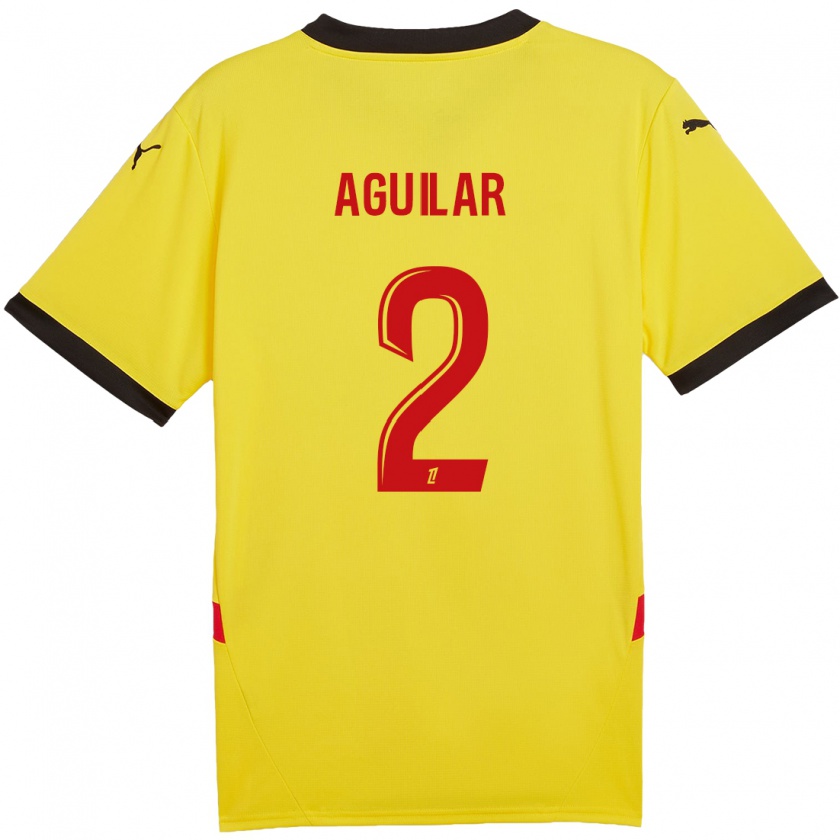 Kandiny Femme Maillot Ruben Aguilar #2 Jaune Rouge Tenues Domicile 2024/25 T-Shirt