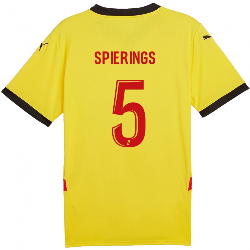 Kandiny Femme Maillot Stijn Spierings #5 Jaune Rouge Tenues Domicile 2024/25 T-Shirt