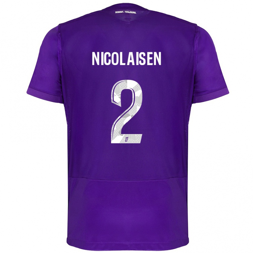 Kandiny Femme Maillot Rasmus Nicolaisen #2 Violet Blanc Tenues Domicile 2024/25 T-Shirt