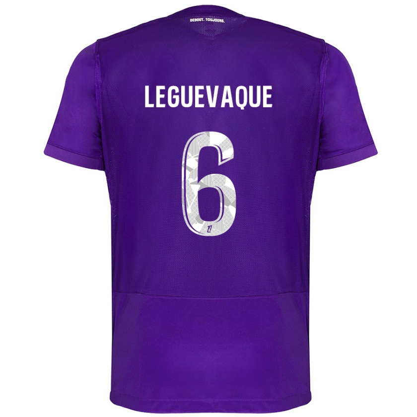 Kandiny Femme Maillot Laurie Leguevaque #6 Violet Blanc Tenues Domicile 2024/25 T-Shirt