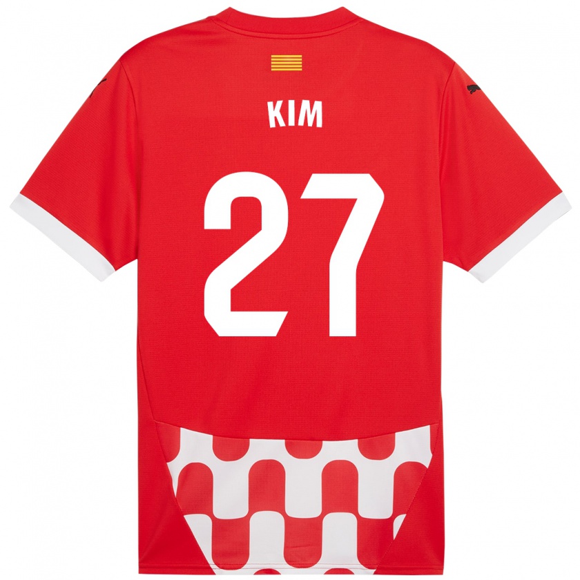 Kandiny Femme Maillot Min-Su Kim #27 Rouge Blanc Tenues Domicile 2024/25 T-Shirt