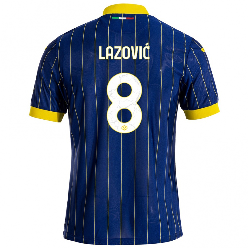 Kandiny Femme Maillot Darko Lazović #8 Bleu Jaune Tenues Domicile 2024/25 T-Shirt