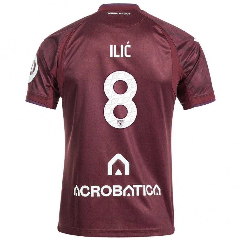 Kandiny Femme Maillot Ivan Ilić #8 Bordeaux Blanc Tenues Domicile 2024/25 T-Shirt