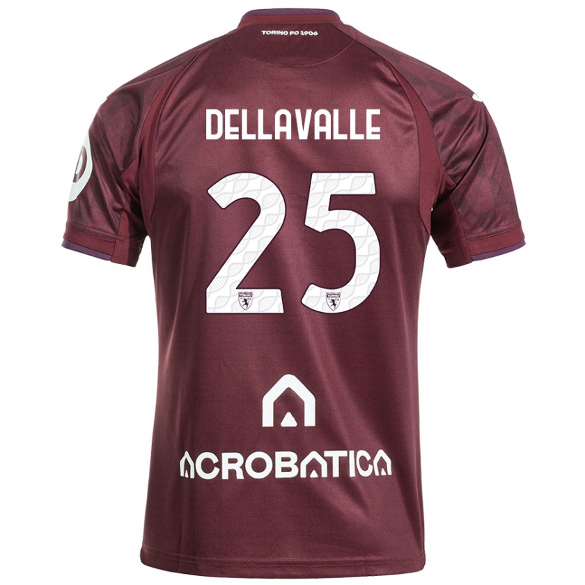 Kandiny Femme Maillot Alessandro Dellavalle #25 Bordeaux Blanc Tenues Domicile 2024/25 T-Shirt