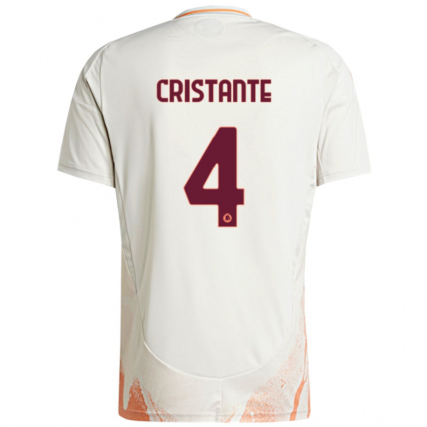 Kandiny Femme Maillot Bryan Cristante #4 Crème Blanc Orange Tenues Extérieur 2024/25 T-Shirt